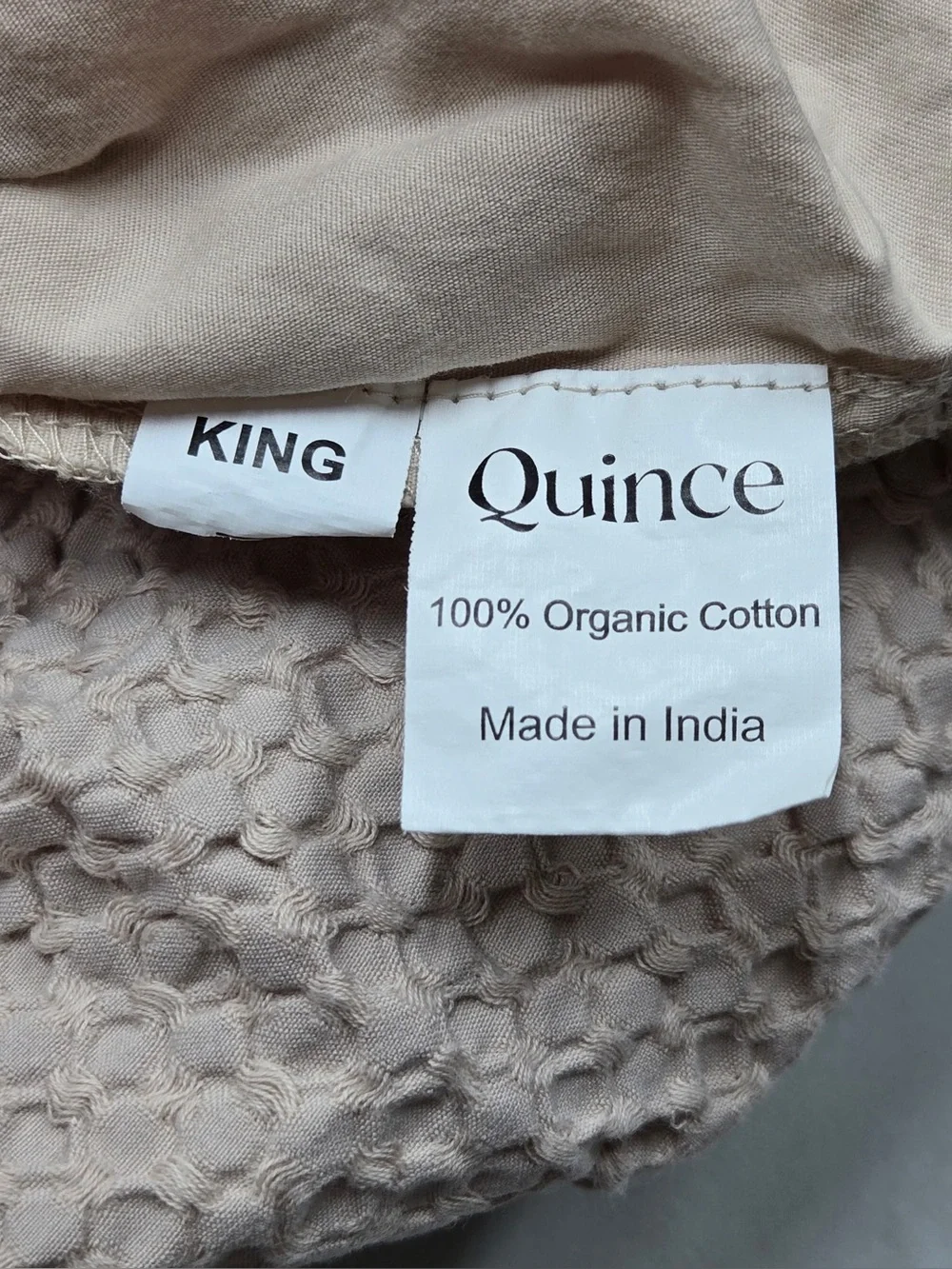 QUINCE Organic Luxe Honeycomb Duvet Cover Set King/Cal King Sand 0603